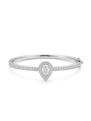 92.5 Sterling Silver Pear Halo Diamond Bracelet for Women