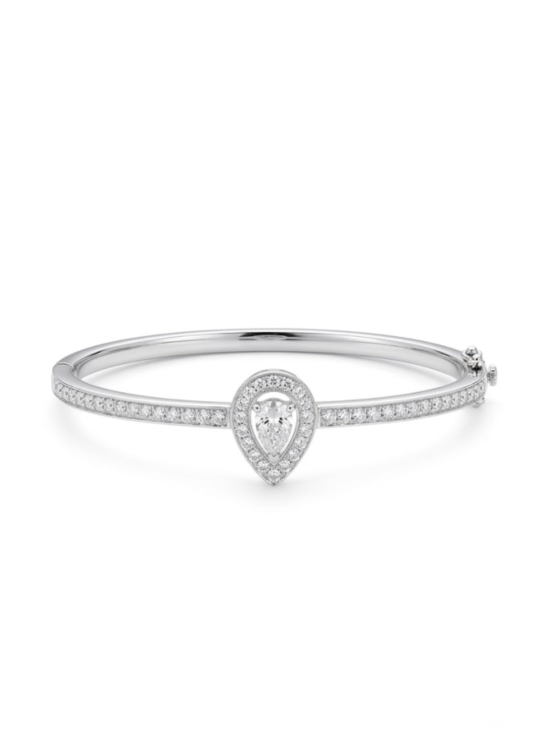 92.5 Sterling Silver Pear Halo Diamond Bracelet for Women