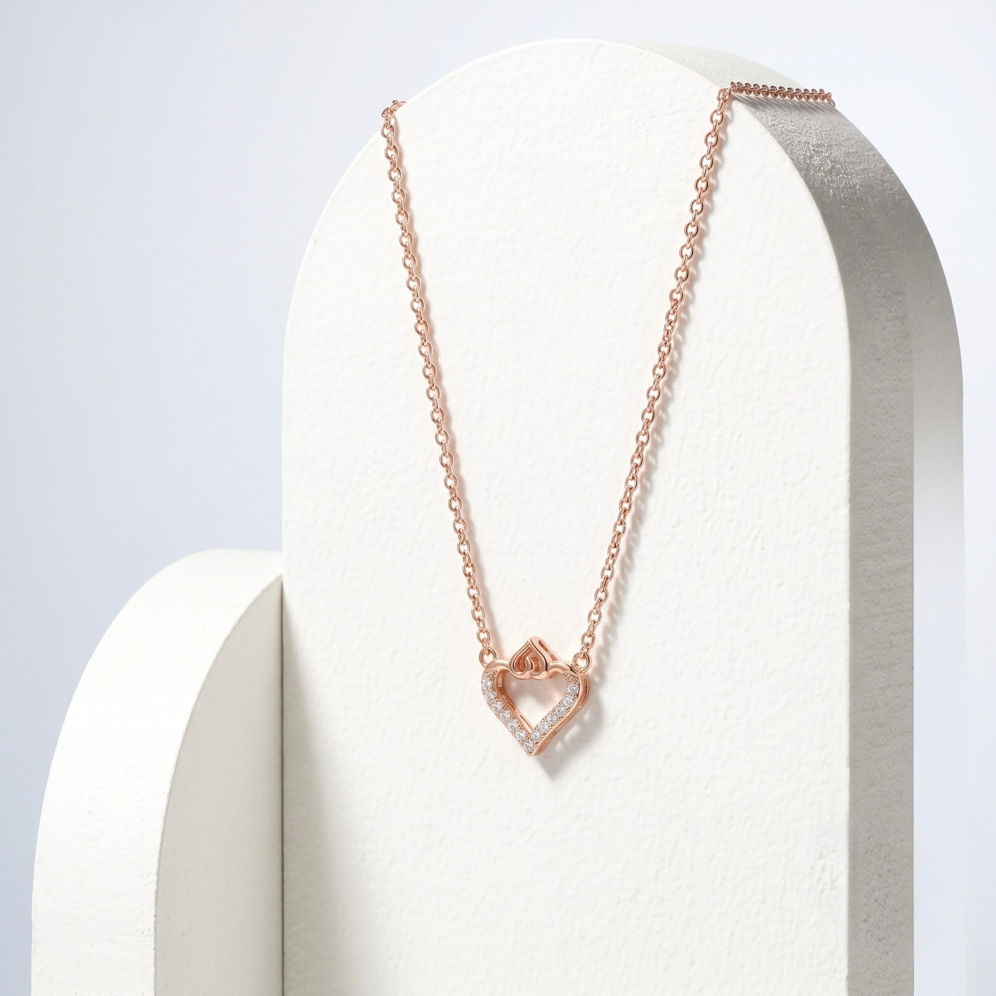 925 Sterling Silver Sparkling Heart Necklace for Women