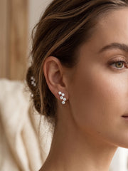 925 Silver Sparkle Curve Stud Earrings for Women