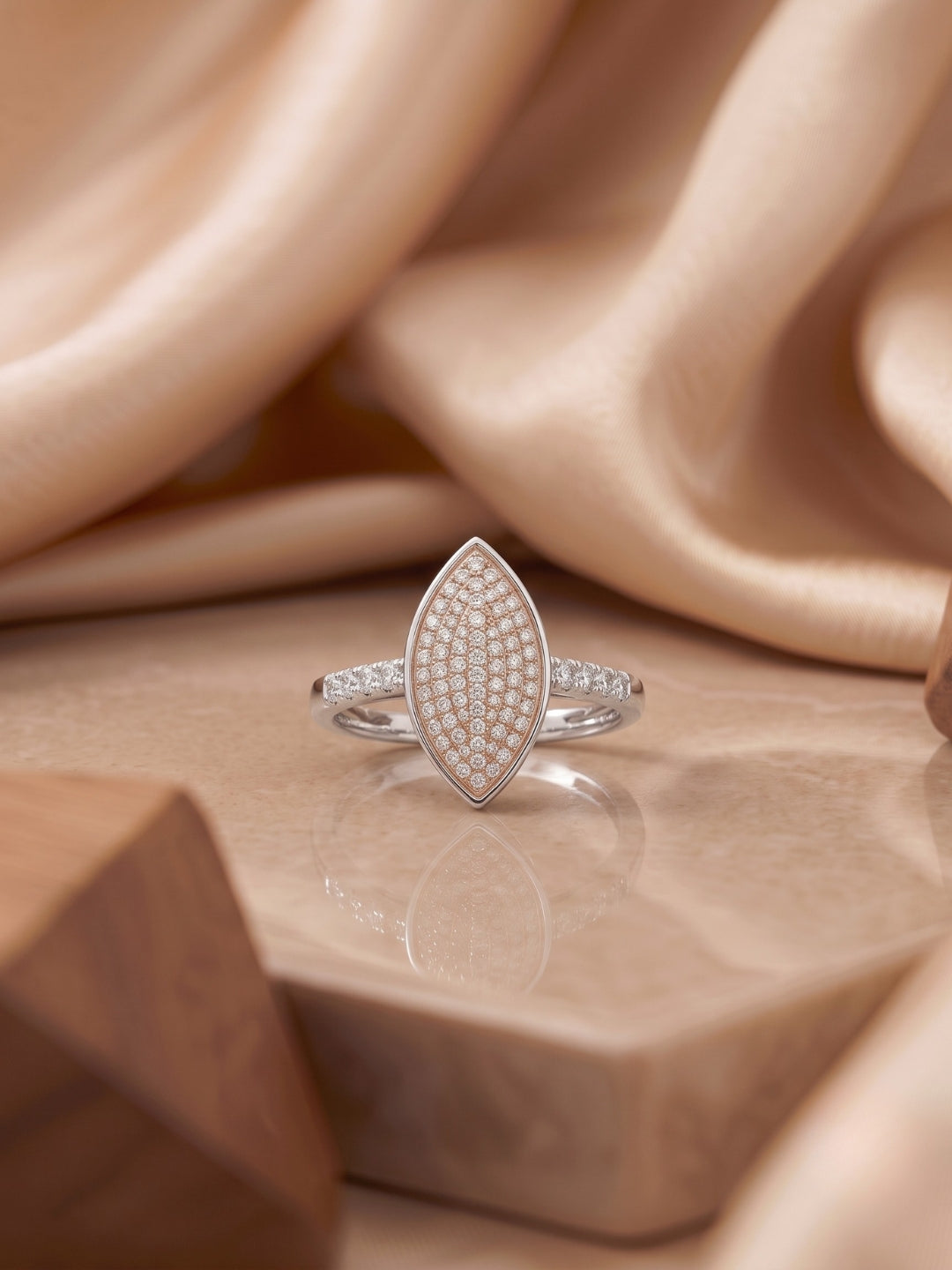 925 Sterling Silver Marquise Pavé Statement Ring for Women