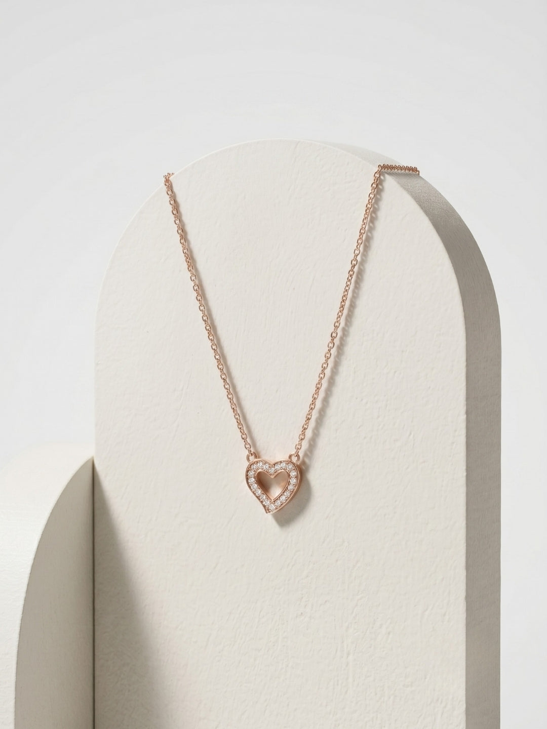 925 Sterling Silver Sparkling Heart Charm Necklace for Women