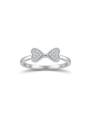 925 Sterling Silver Double Heart Pavé Ring for Women