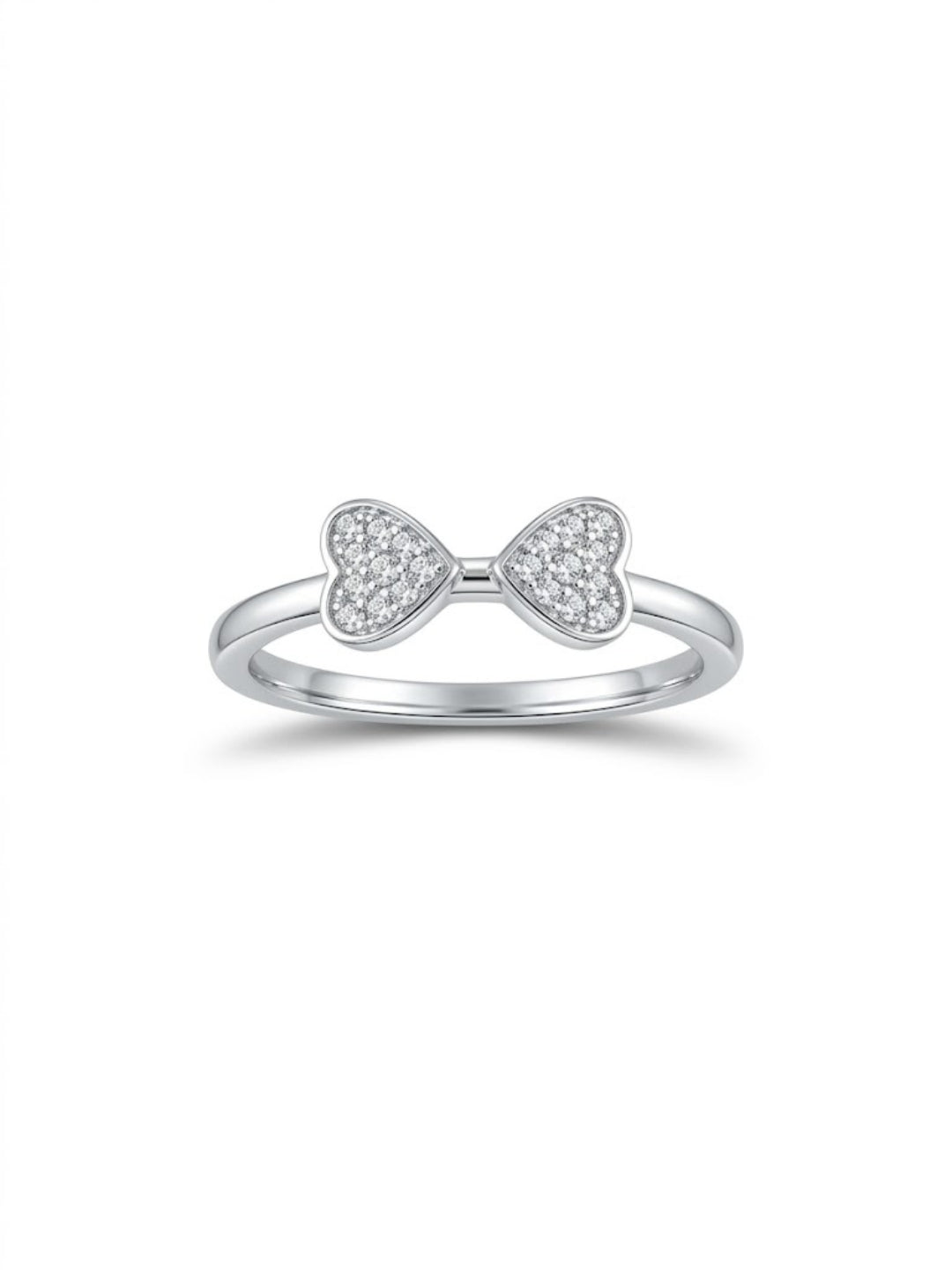 925 Sterling Silver Double Heart Pavé Ring for Women