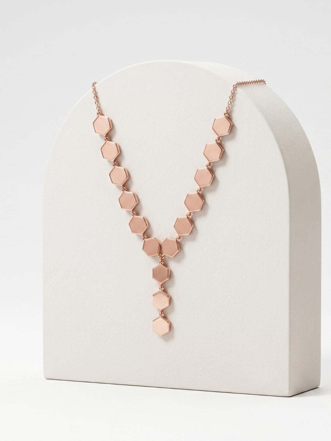 925 Sterling Silver Geometric Hexagon Drop Necklace For Women