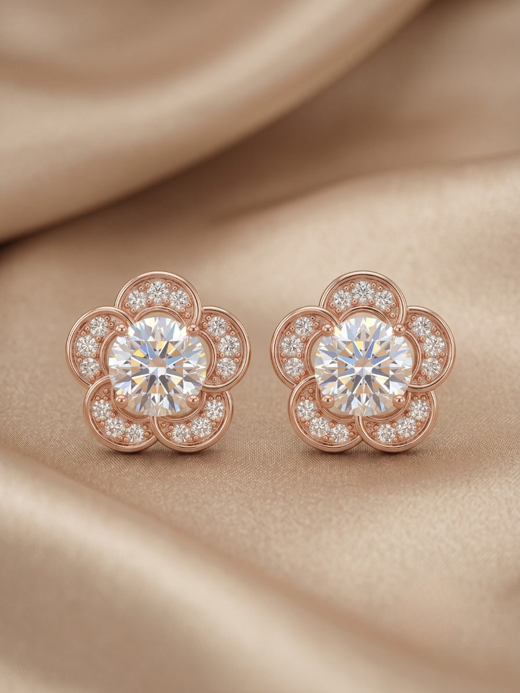 925 Sterling Silver Blooming Daisy Diamond Pendant Set with Earrings