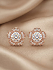 925 Sterling Silver Blooming Daisy Diamond Pendant Set with Earrings