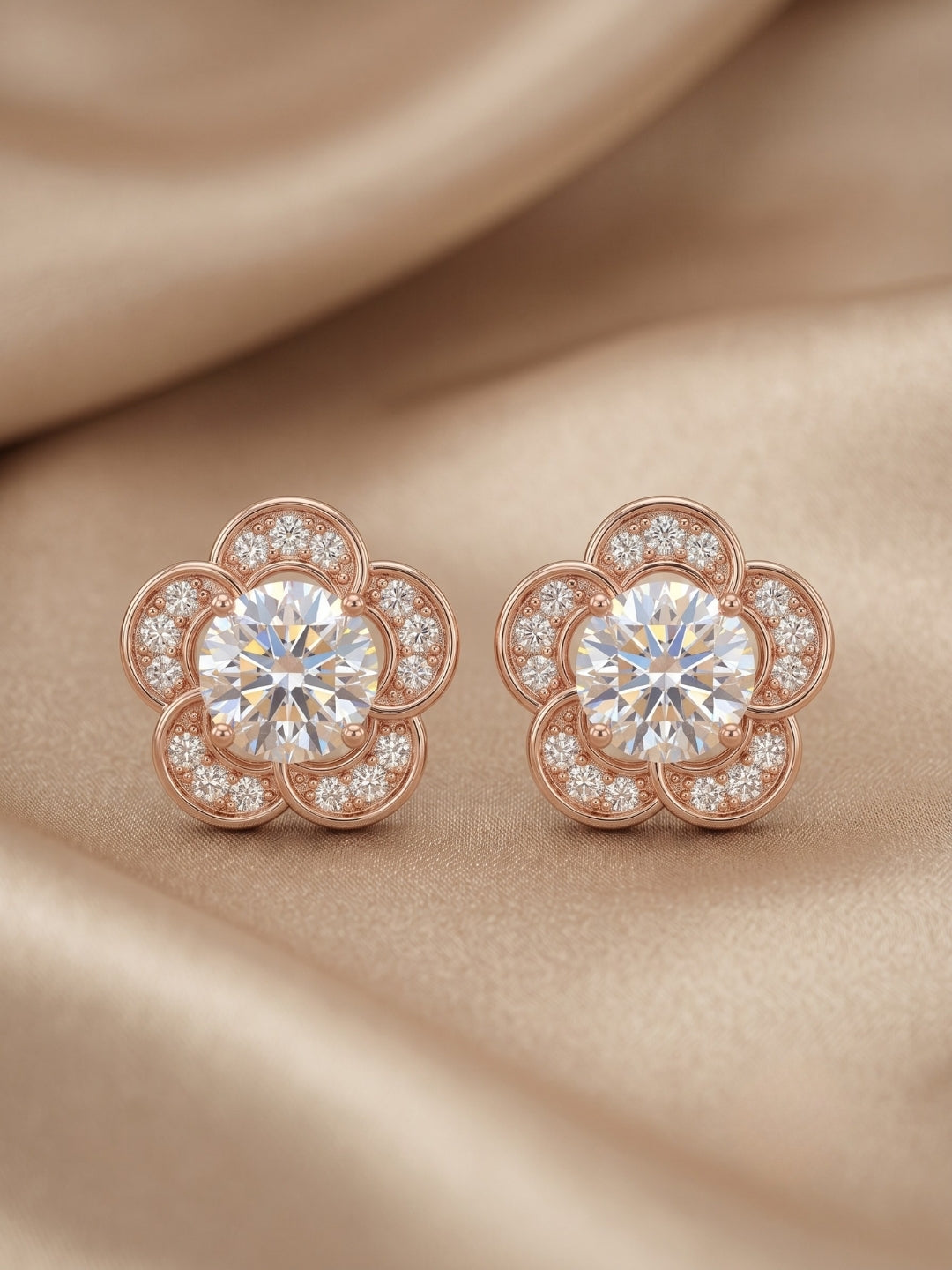 925 Sterling Silver Blooming Daisy Diamond Pendant Set with Earrings