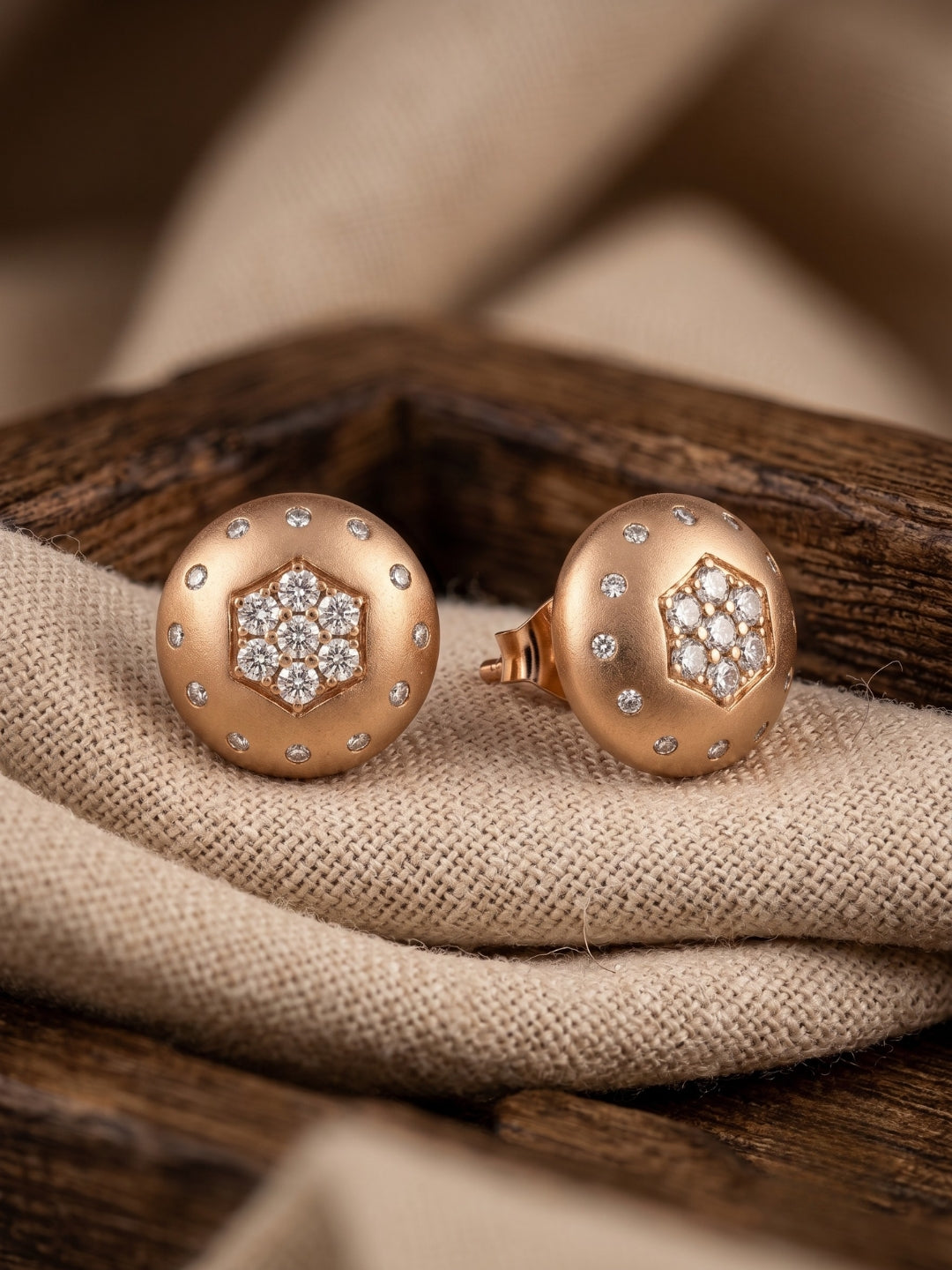 925 Silver Rose Gold Hexa Spark Stud Earrings for Women