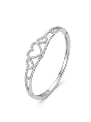 92.5 Sterling Silver Endless Hearts Crystal Bracelet for Women