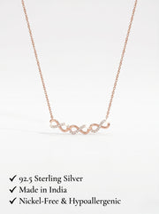925 Sterling Silver Rose Gold Double Infinity Cubic Zirconia Necklace for Women