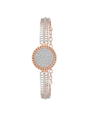 92.5 Sterling Silver Rose Gold Crystal Circle Statement Bracelet for Women
