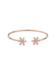 92.5 Sterling Silver Snowflake Spark Open Cuff Bracelet for Women