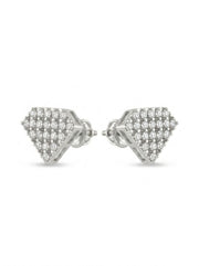 925 Silver Earrings Diamond Shape Lattice Stud Earrings for Women