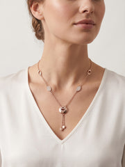 925 Sterling Silver Double Circle Pavé Drop Necklace For Women