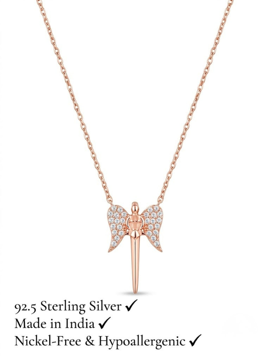 925 Sterling Silver Divine Guardian Angel Charm Necklace for Women