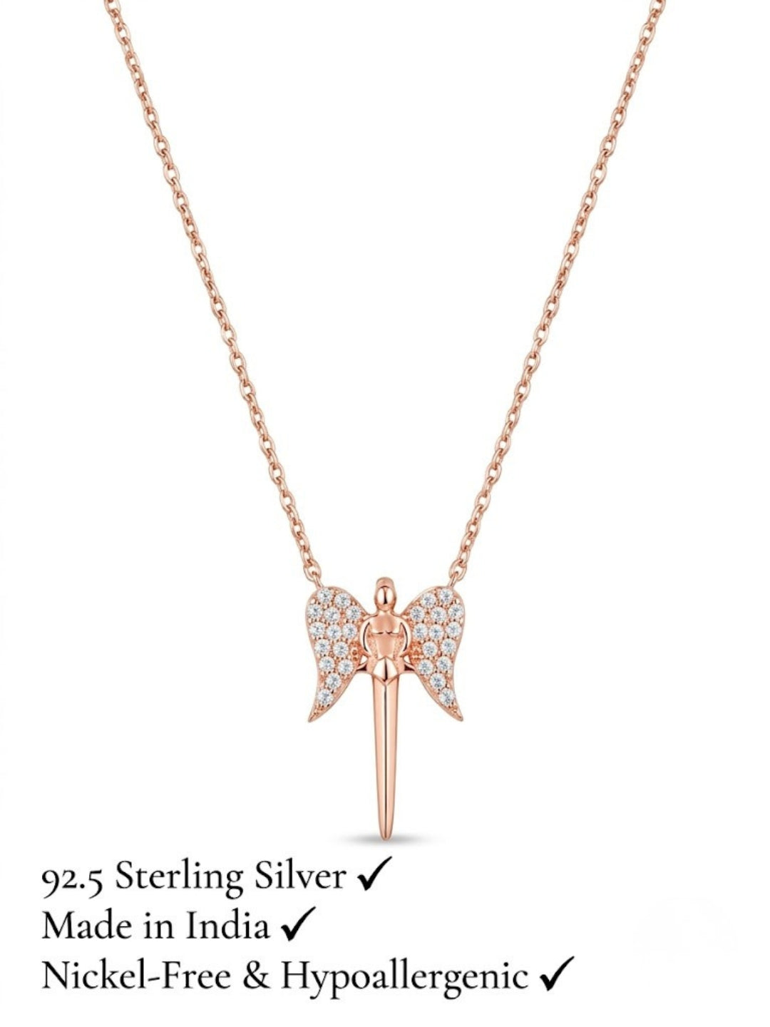 925 Sterling Silver Divine Guardian Angel Charm Necklace for Women