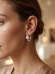 925 Silver Sparkle Ball Hoop Earrings for Women