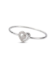 92.5 Sterling Silver Heart Crystal Open Bracelet for Women