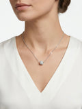 925 Sterling Silver Pave CZ Sphere Pendant Necklace for Women