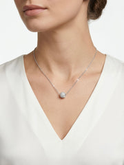 925 Sterling Silver Pave CZ Sphere Pendant Necklace for Women