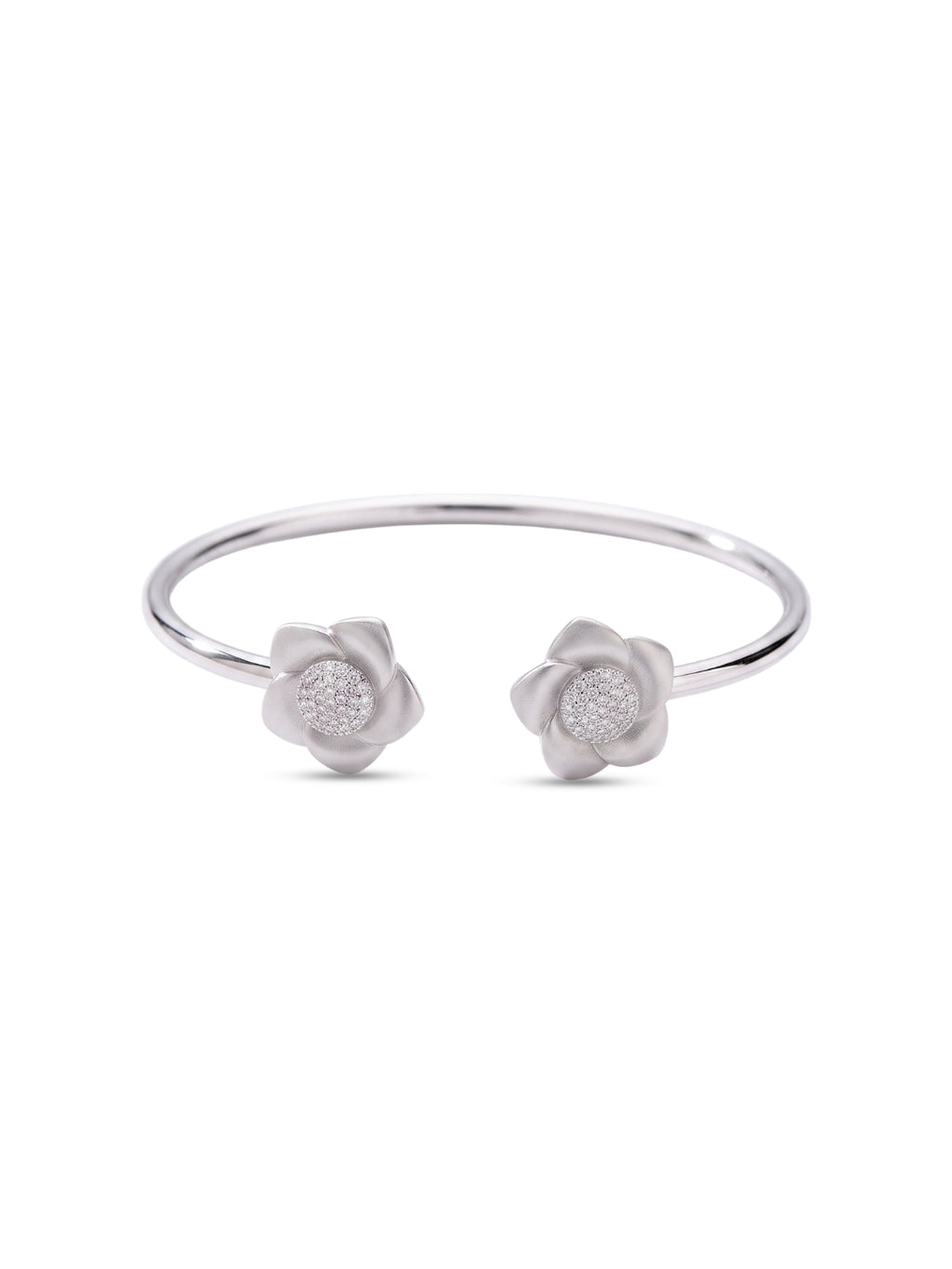 92.5 Sterling Silver Bloom Elegance Open Cuff Bracelet for Women