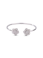 92.5 Sterling Silver Bloom Elegance Open Cuff Bracelet for Women