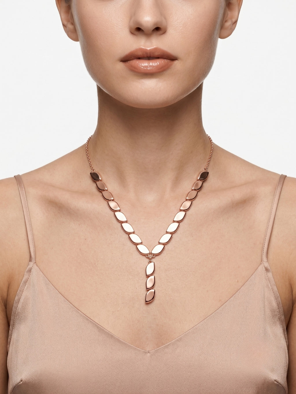 925 Sterling Silver Marquise Link Drop Necklace for Women
