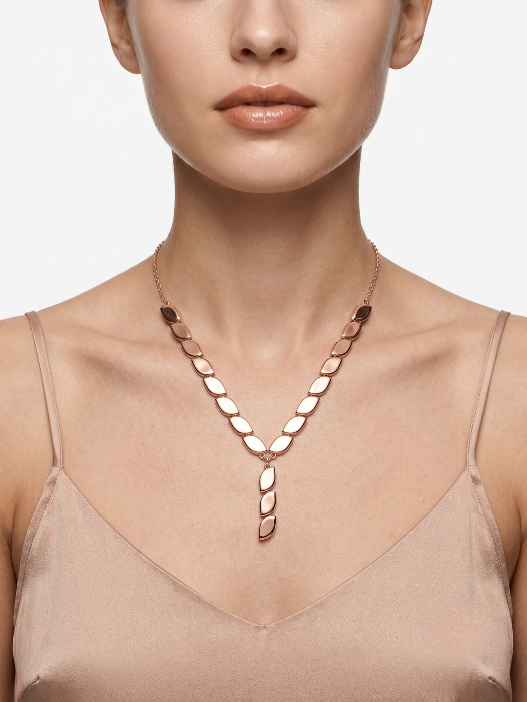 925 Sterling Silver Marquise Link Drop Necklace for Women