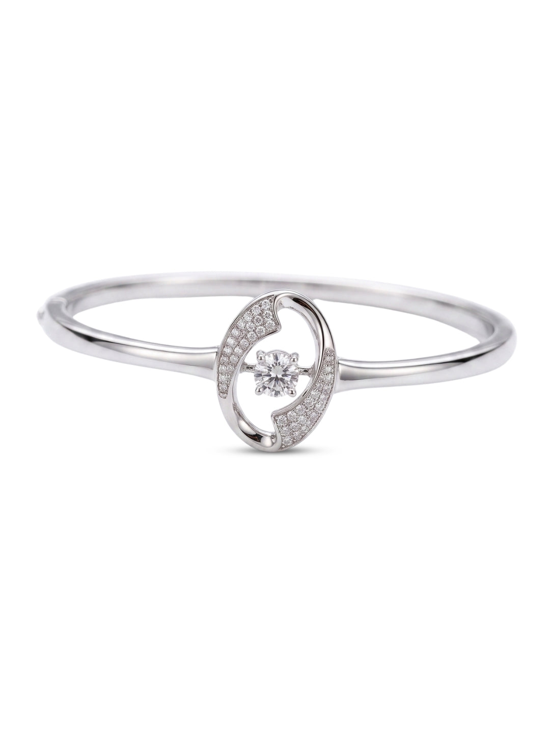 92.5 Sterling Silver Crystal Infinity Oval Bracelet for Women