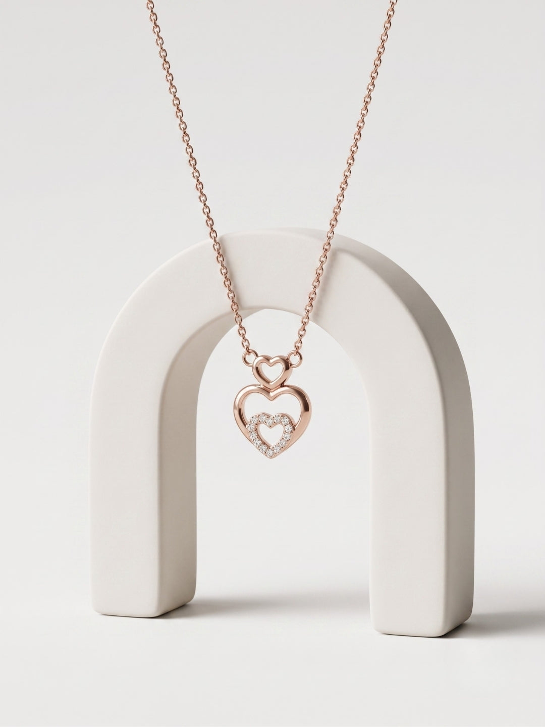 925 Sterling Silver Twin Hearts of Love Pendant Necklace for Women