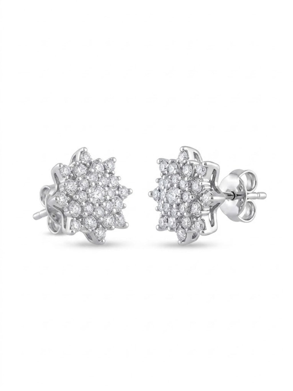 925 Silver Star Bloom Stud Earrings for Women