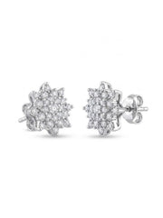 925 Silver Star Bloom Stud Earrings for Women