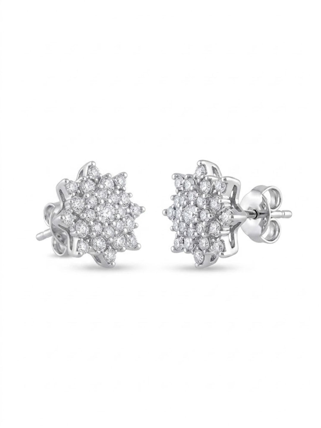 925 Silver Star Bloom Stud Earrings for Women