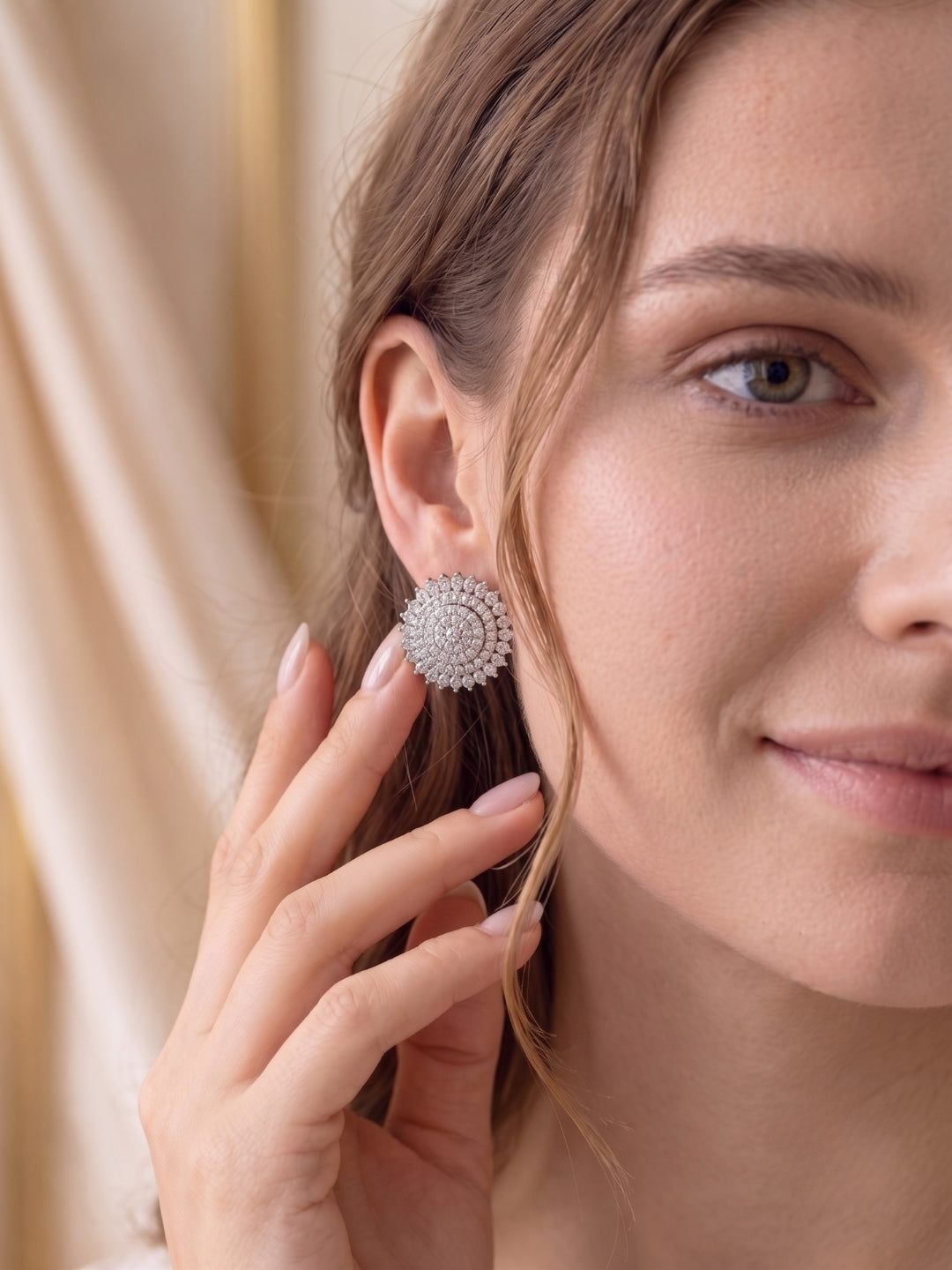 925 Silver Sunburst Sparkle Stud Earrings for Women