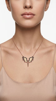 925 Sterling Silver Rose Gold Angel Wings Pendant Necklace for Women