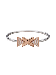 92.5 Sterling Silver Rose Gold Geometric Bow Bracelet for Women