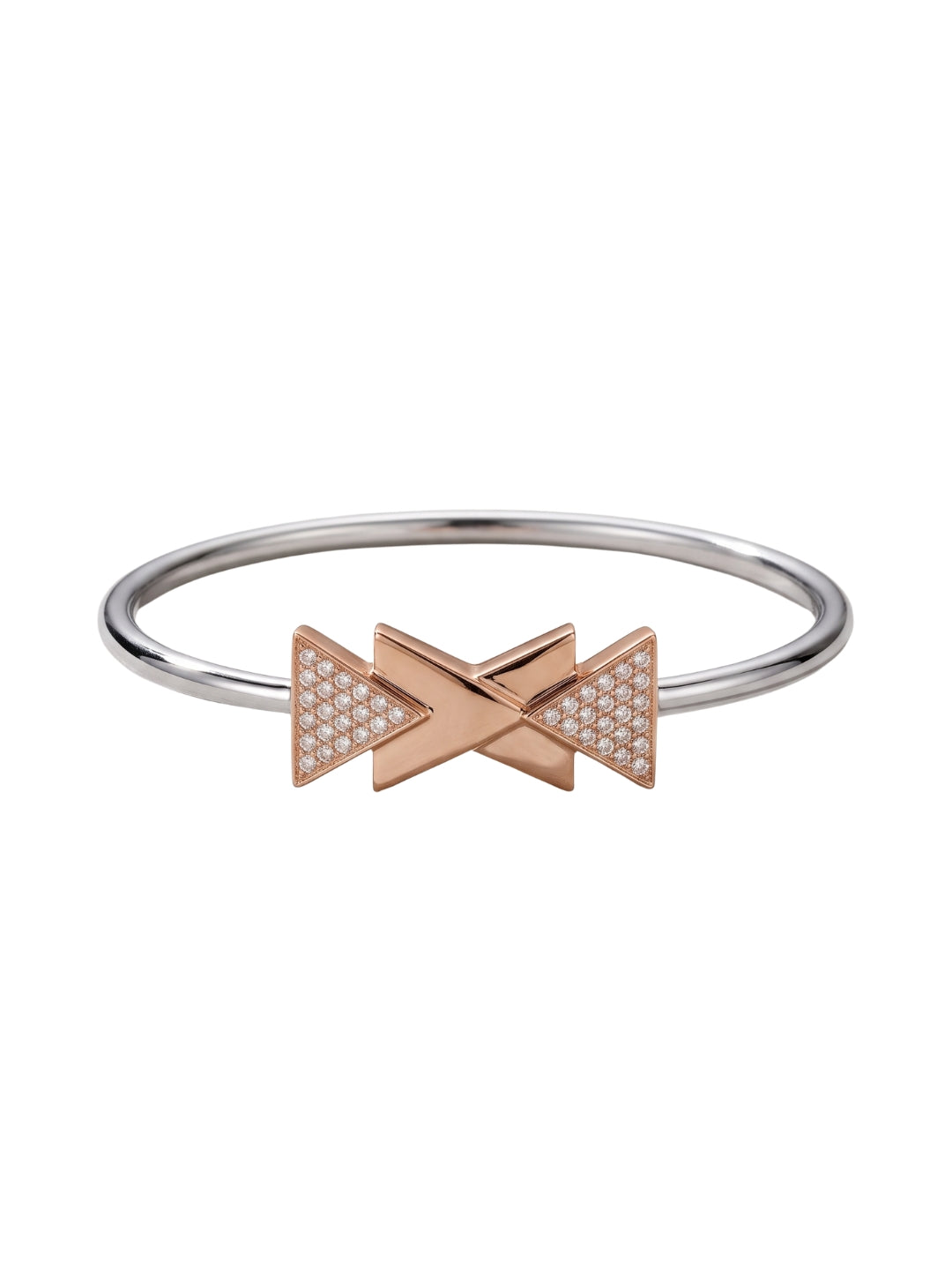 92.5 Sterling Silver Rose Gold Geometric Bow Bracelet for Women