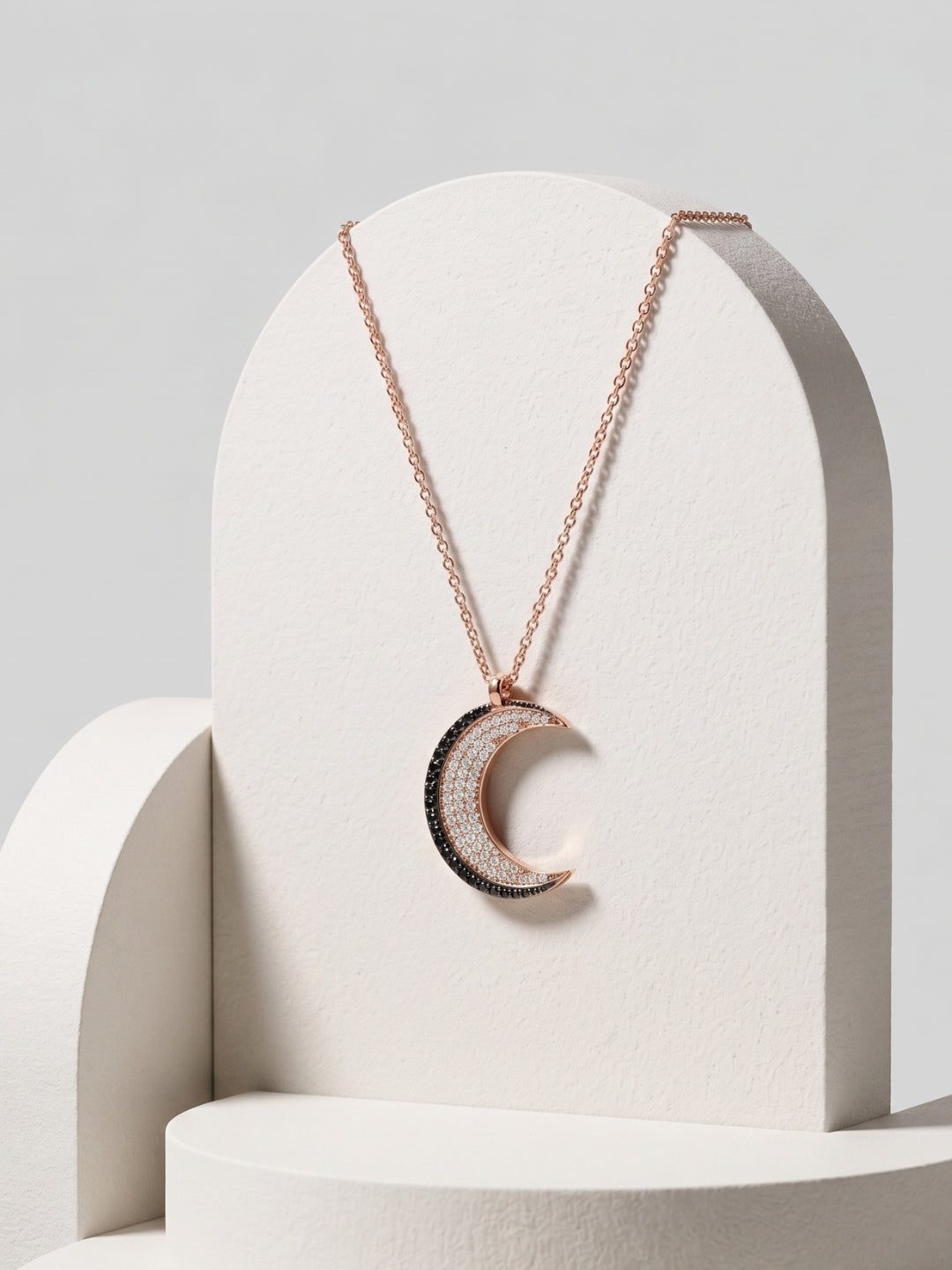925 Sterling Silver Midnight Lunar Crescent Pendant Necklace for Women
