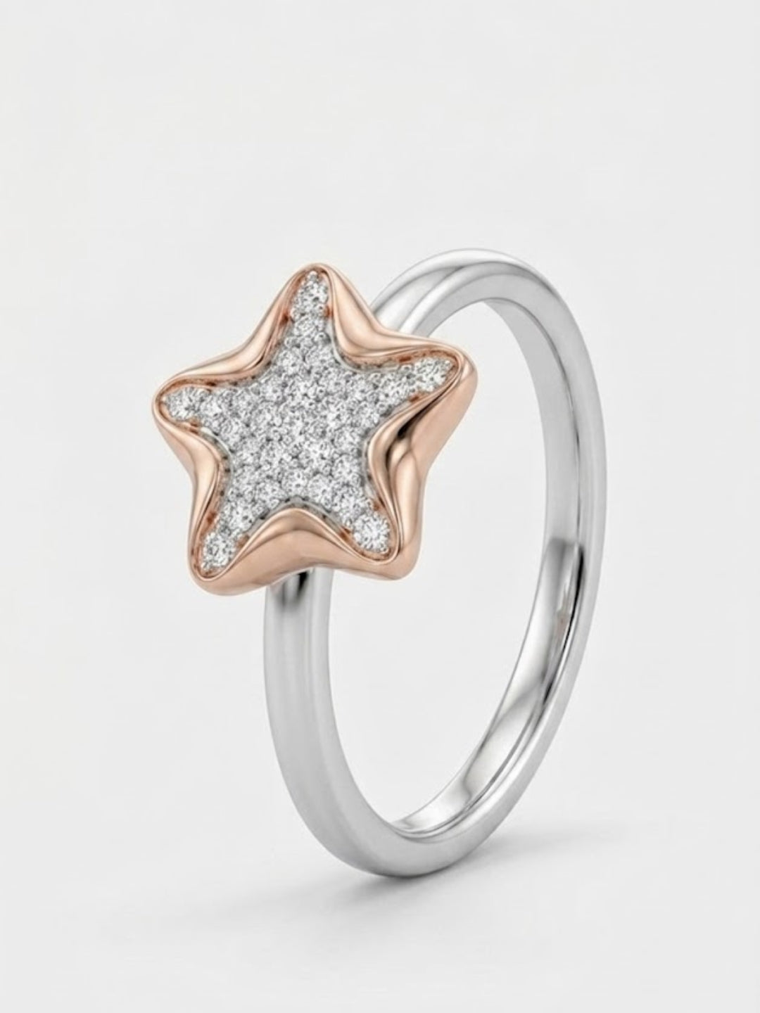 925 Sterling Silver Pavé Star Statement Ring for Women