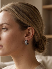 925 Silver Sparkle Pavé Hoop Earrings for Women
