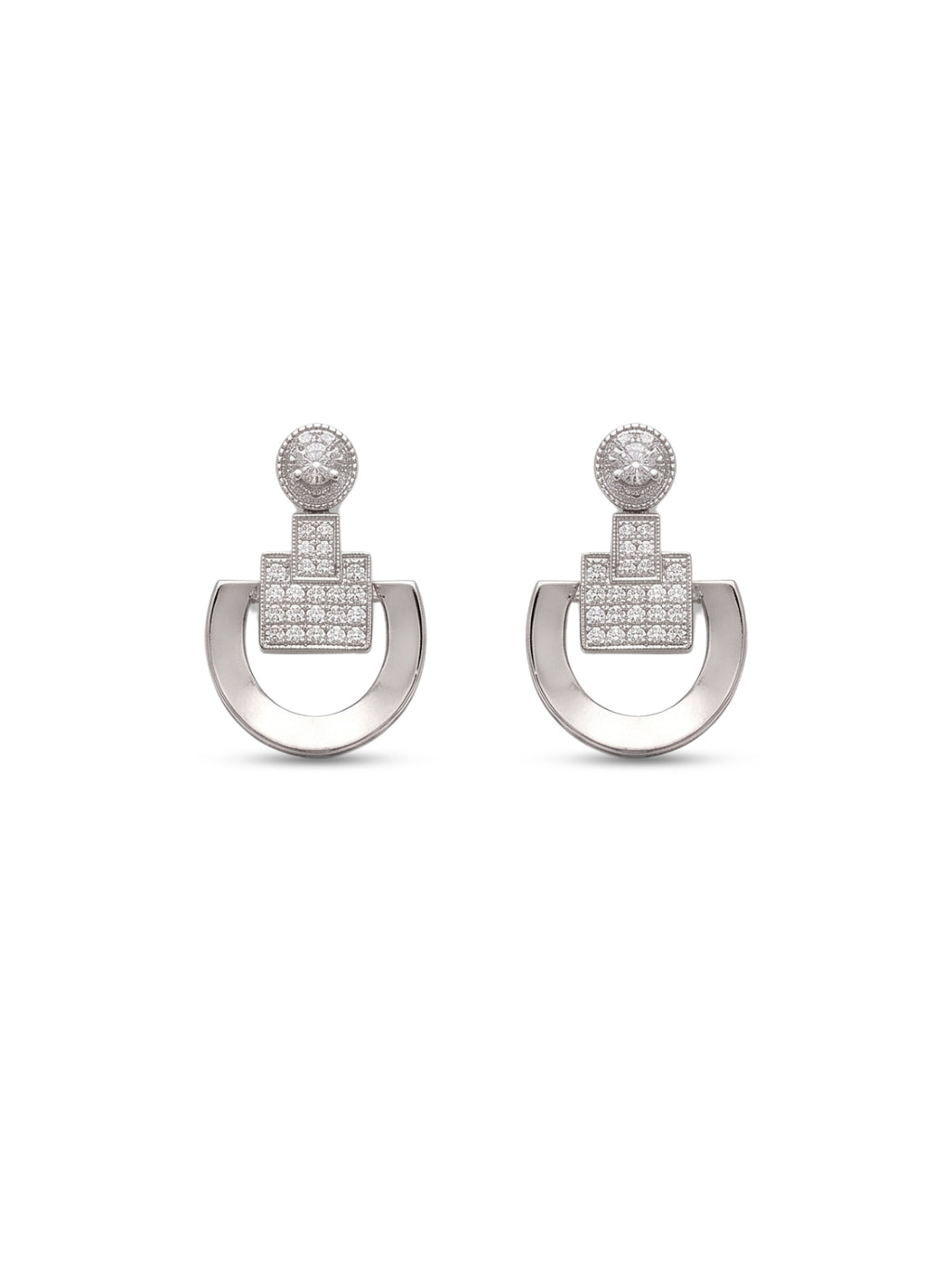 925 Sterling Silver Celeste Dual Chain Pendant Necklace Set with earrings