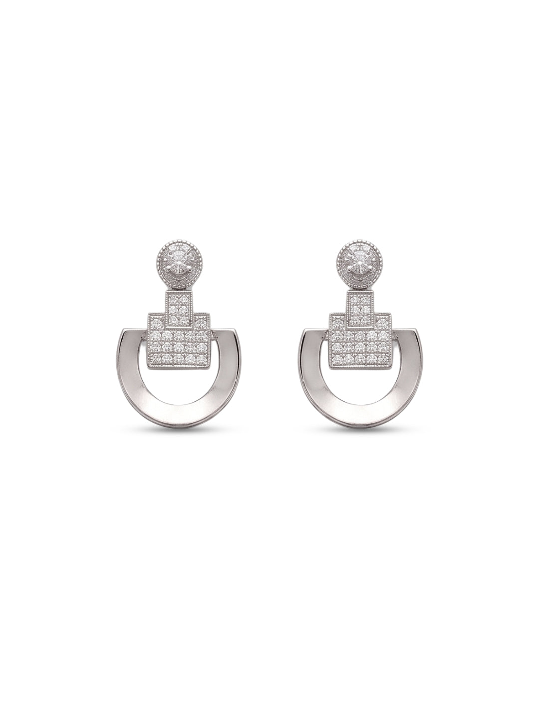 925 Sterling Silver Celeste Dual Chain Pendant Necklace Set with earrings
