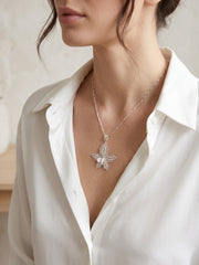 925 Sterling Silver Elegant Lily Filigree Pendant For Women