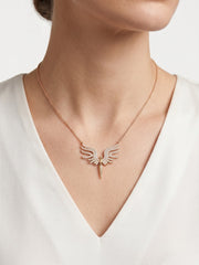 925 Sterling Silver Divine Guardian Wings Pendant Necklace for Women
