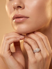 925 Sterling Silver Pear Cut Halo Pavé Ring for Women