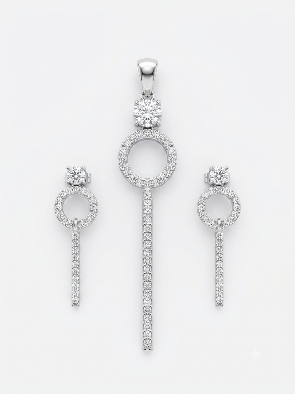 925 Sterling Silver Infinity Halo Drop Pendant Set with Earrings