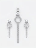 925 Sterling Silver Infinity Halo Drop Pendant Set with Earrings