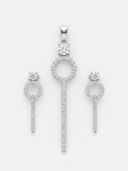 925 Sterling Silver Infinity Halo Drop Pendant Set with Earrings