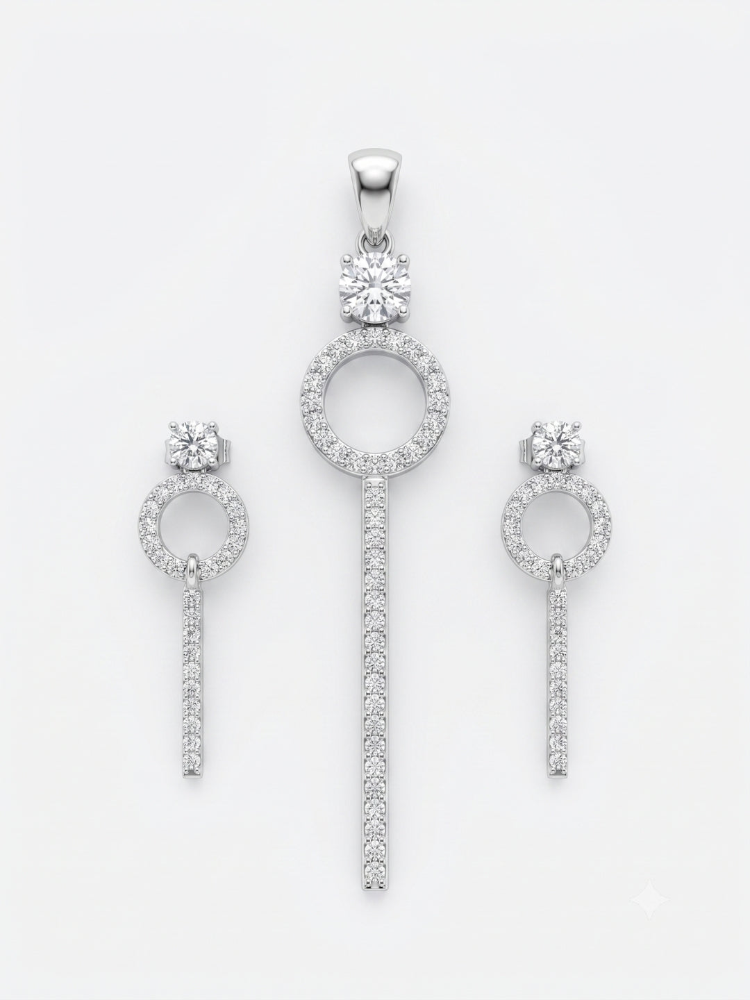 925 Sterling Silver Infinity Halo Drop Pendant Set with Earrings